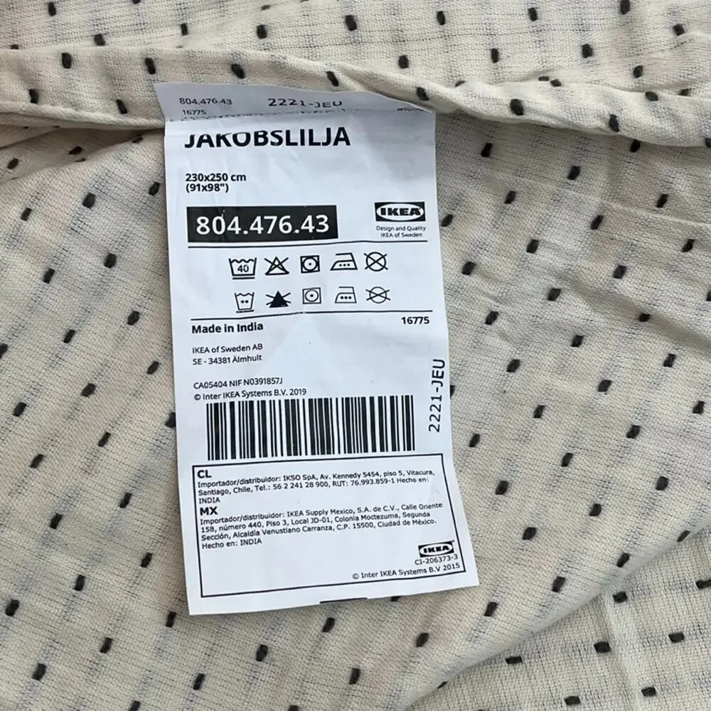 IKEA JAKOBSLILJA Bedspread Off-white Anthracite 91x98